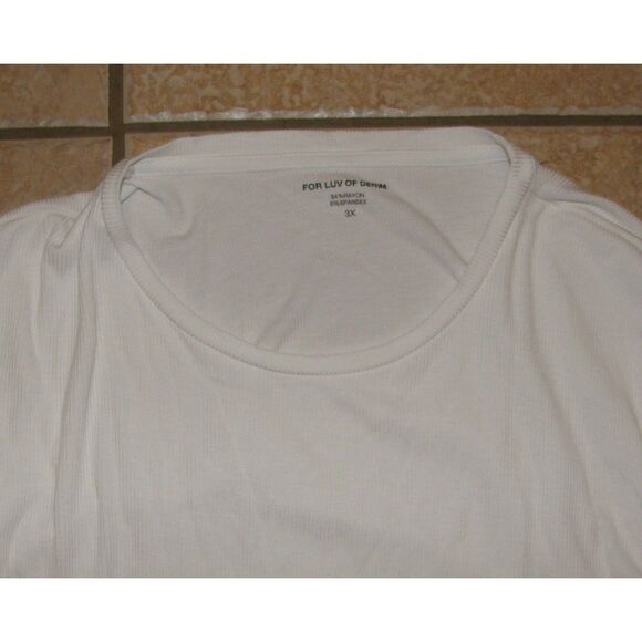 NEW White Plus Sz 3X Soft Stretchy Ribbed Long Sleeve Bodysuit FOR LUV OF DENIM - Picture 4 of 5